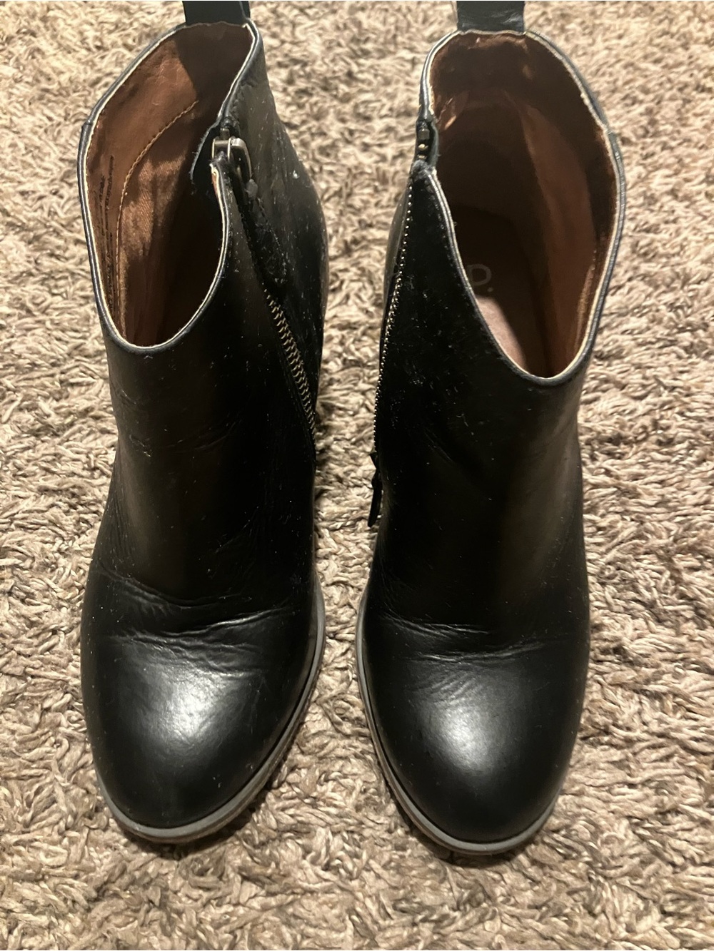 bp Black Leather Ankle Booties with Side Zipper